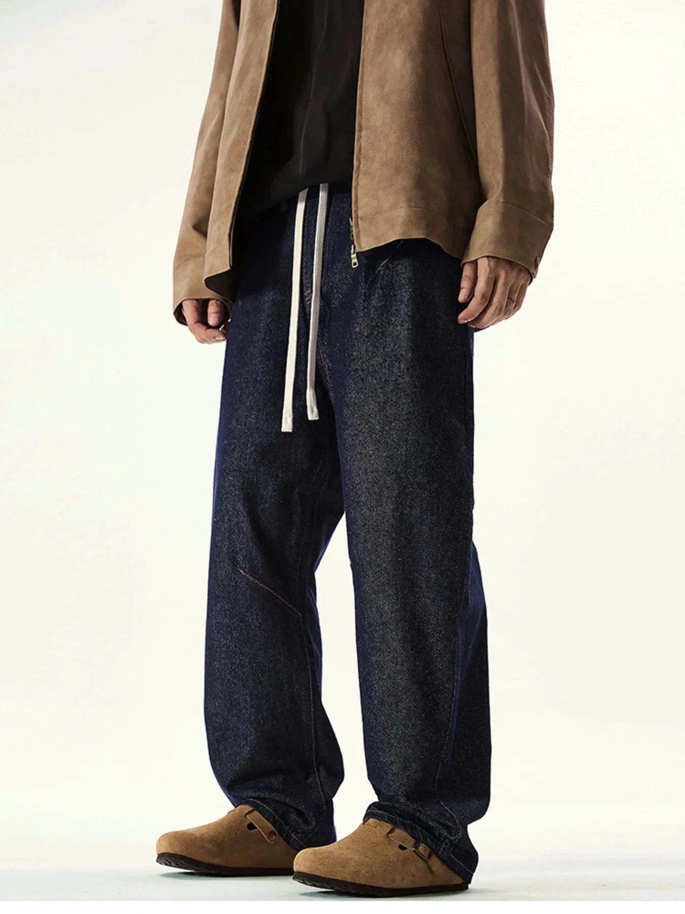 Men's Full Size Washed Relaxed Fit Drawstring Jeans Plus Size by Trendsi