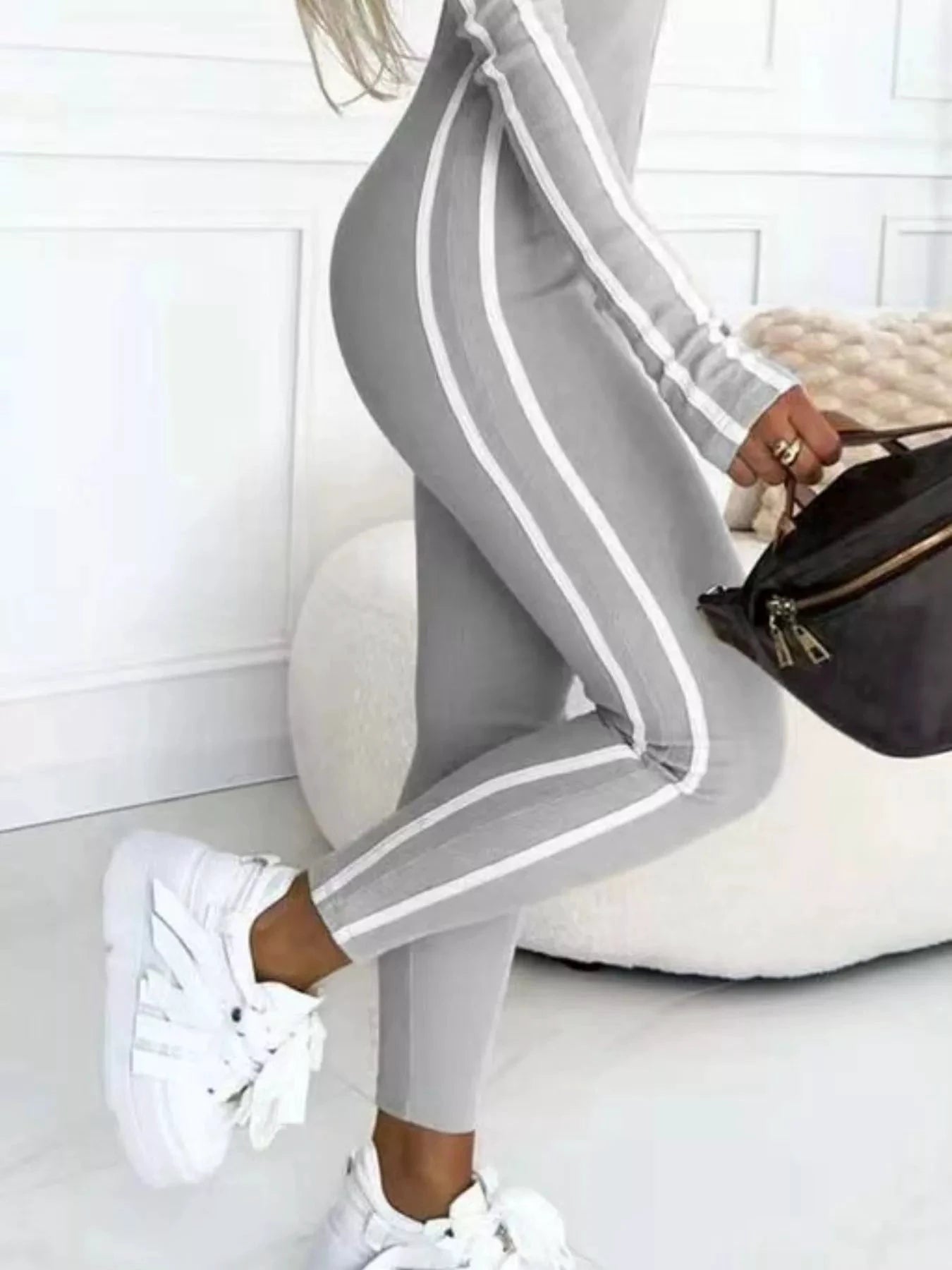 Full Size Stripe Zip-Front Long Sleeve Jumpsuit Plus Size by Trendsi