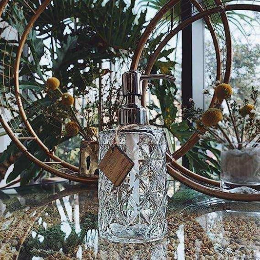 350ml Diamond White Glass Soap Dispenser-1