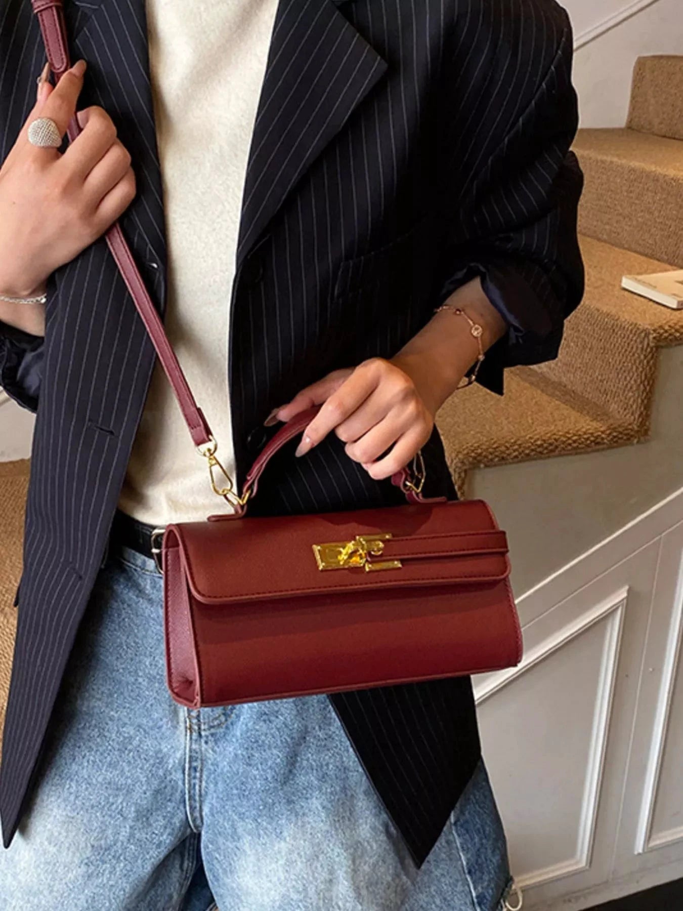 Golden Clasp Crossbody Bag by Trendsi