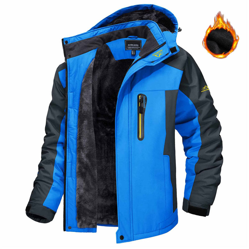 Winter Hooded Jacket Fashion Casual Warm Fleece Coat Windproof Rainproof Parka Windbreaker Men's Top