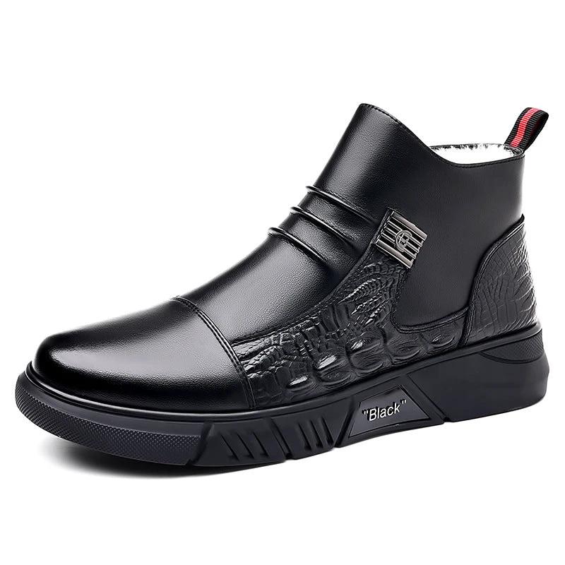 Men's leather boots, new Martin boots, men's trendy with fleece winter cotton shoes, fashionable Chelsea boots, British style boots, men's shoes by eprolo