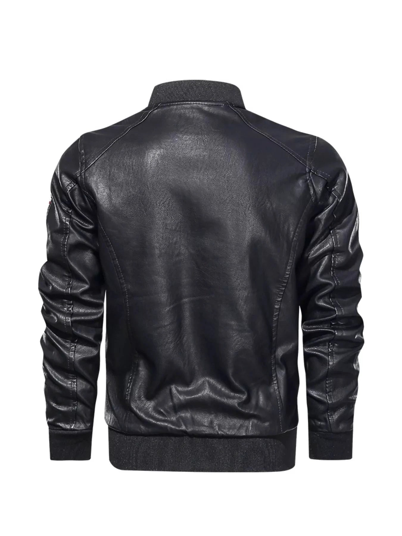 Men's Plus Size Zip Up Leather Jacket by Trendsi