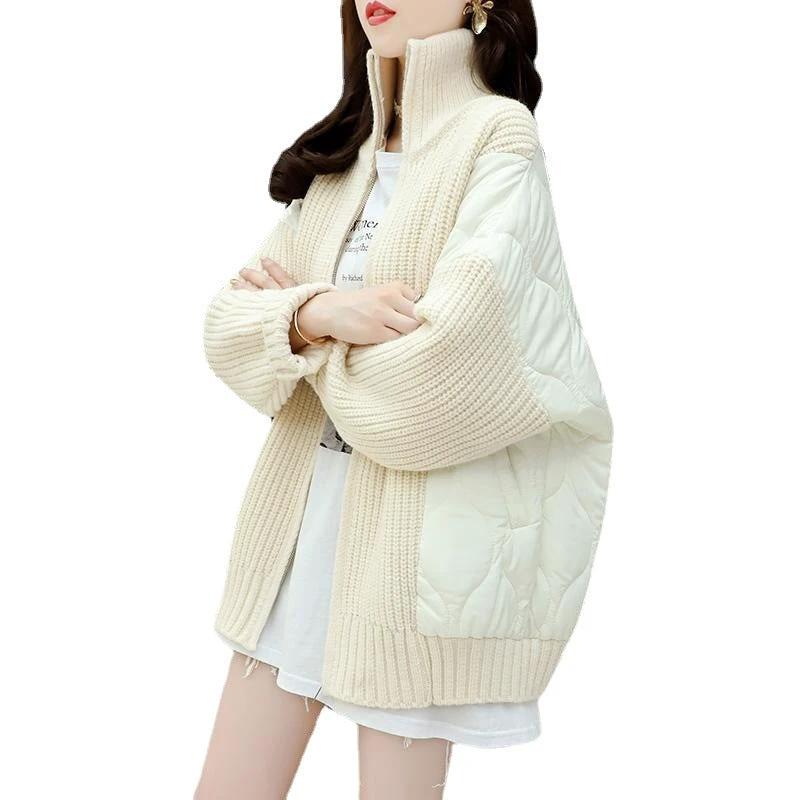 Klein Blue Knit Cardigan for Women, Autumn/Winter Loose Lazy Style Thickened Sweater Coat by eprolo