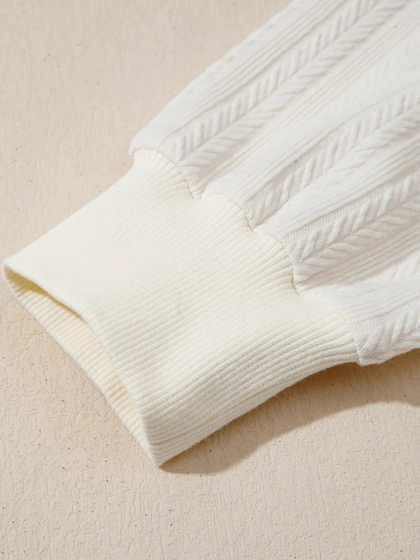 Solid Color Textured Sleeve Patchwork Half Zip Hoodie by Trendsi