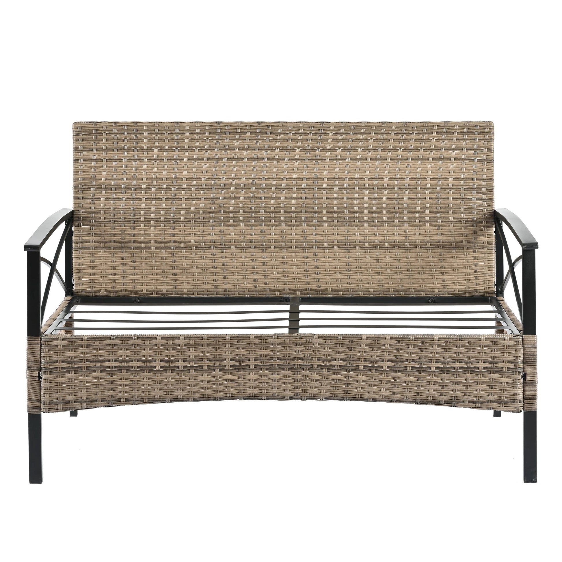 Patio Furniture, Outdoor Furniture, Seasonal PE Wicker Furniture, Four Set Wicker Furniture With Black Metal Table by eprolo
