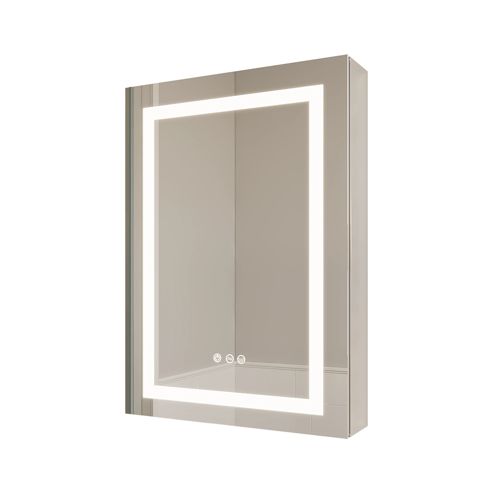 26x20 inch(Left Door) bathroom medicine cabinet with LED mirror 3000K~6000K single door lighting bathroom cabinet with touch switch adjusta by eprolo