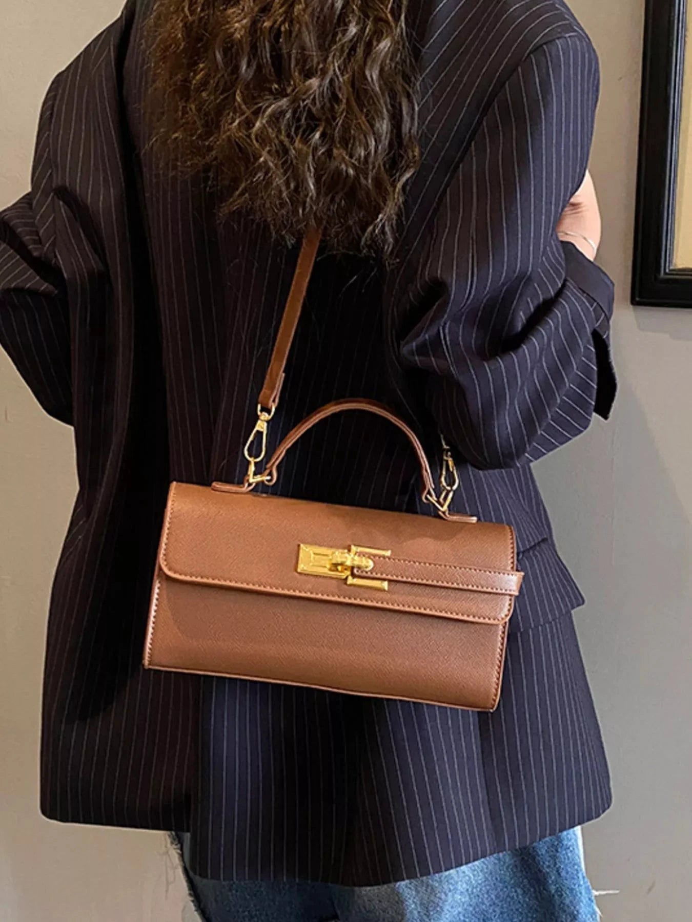 Golden Clasp Crossbody Bag by Trendsi