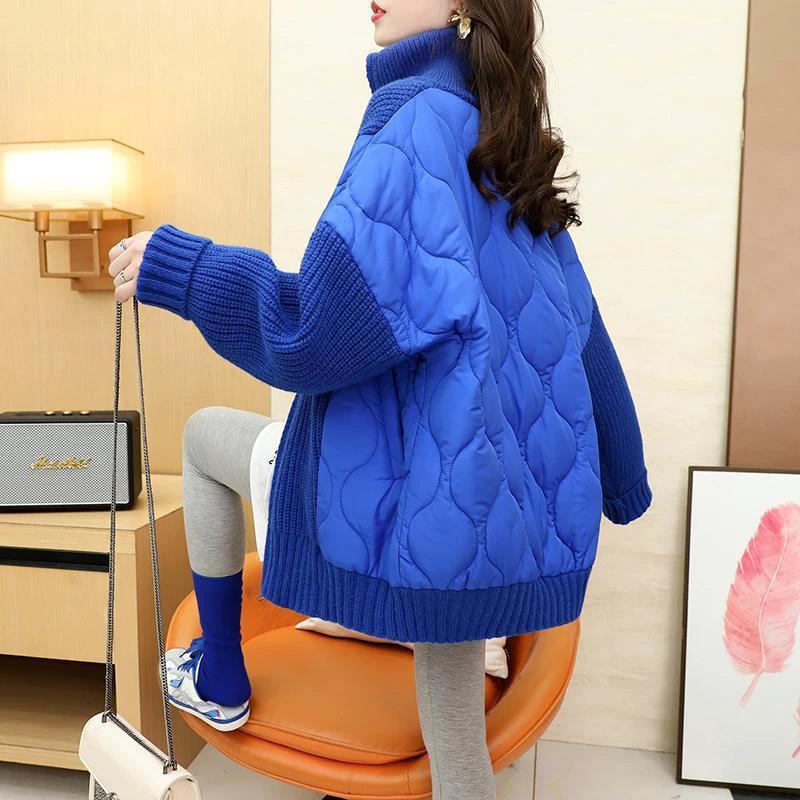 Klein Blue Knit Cardigan for Women, Autumn/Winter Loose Lazy Style Thickened Sweater Coat by eprolo
