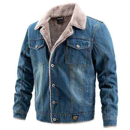 Denim jacket With Plush and Thick coat for Men's