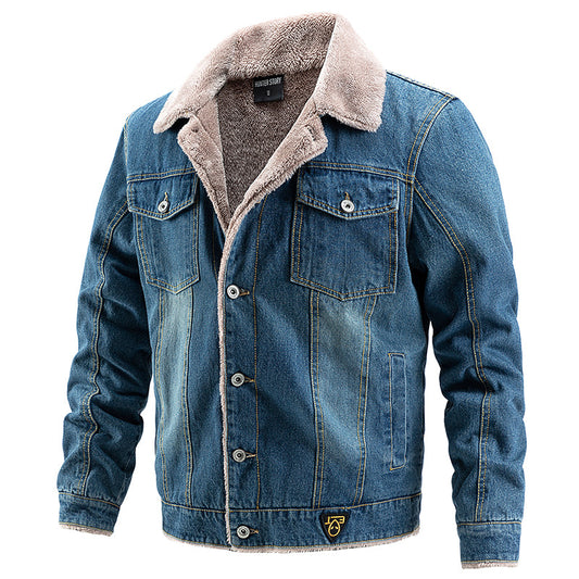 Denim jacket With Plush and Thick coat for Men's
