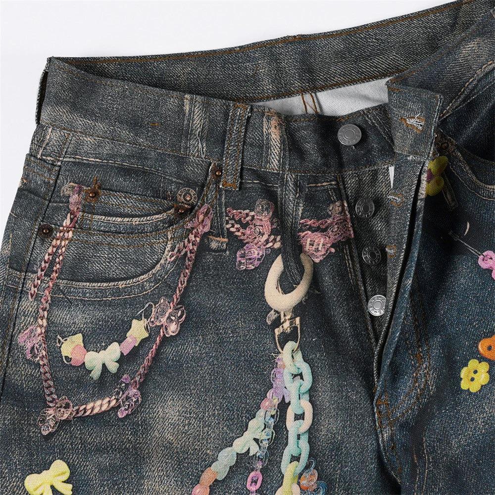 Digital Printed Pearl Sail Loose Straight Leg Pants by eprolo