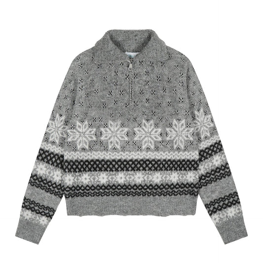 Fel Island Snowflake Half Zipper Hooded Coat by eprolo