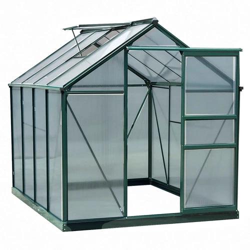Outsunny 6' x 8' Greenhouse Clear & Twin Wall Panels Green Frame Press by JeansDenim.Store