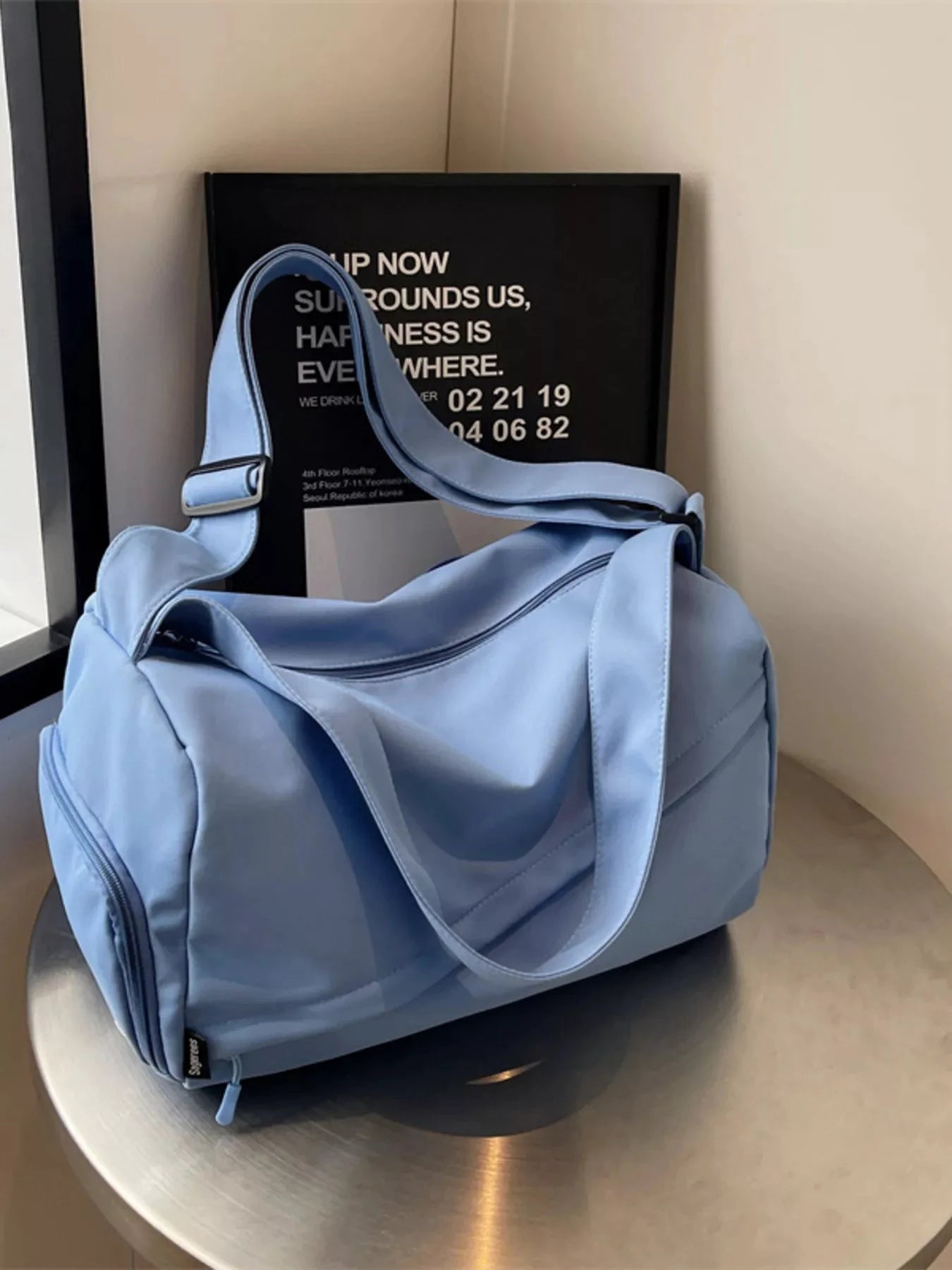 Adjustable Strap Solid Color Travel Bag by Trendsi