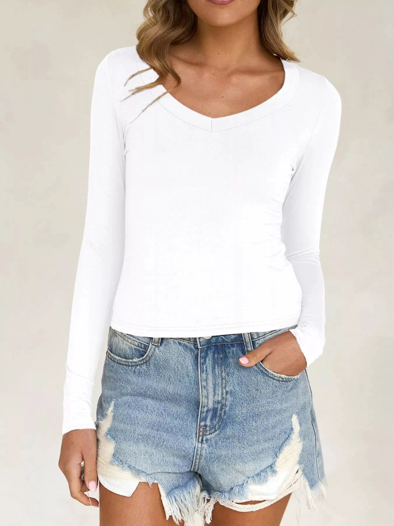 Slim Fit Long Sleeve T-Shirt by Trendsi