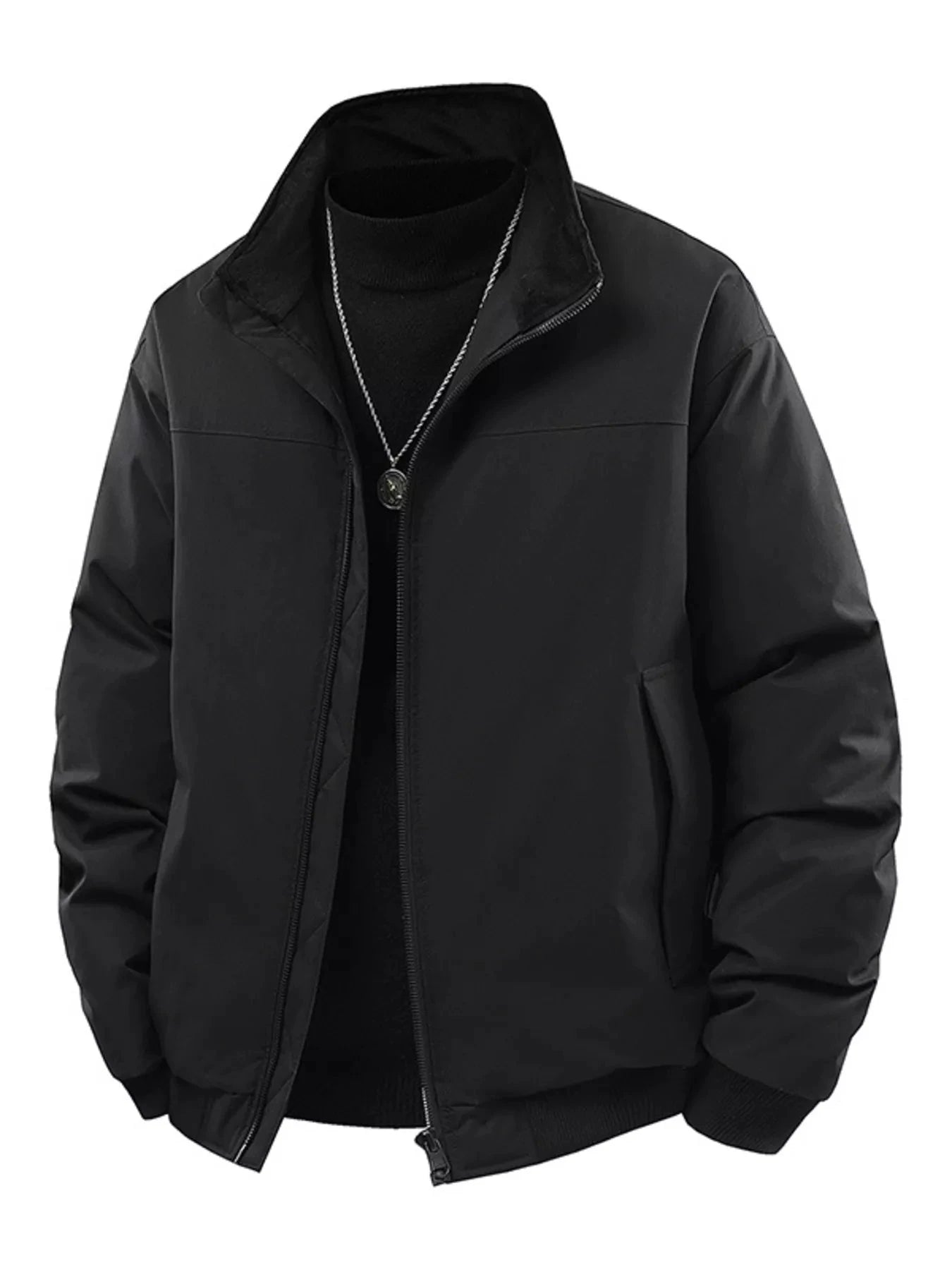 Men's Casual Stand Collar Lightweight Bomber Jacket by Trendsi