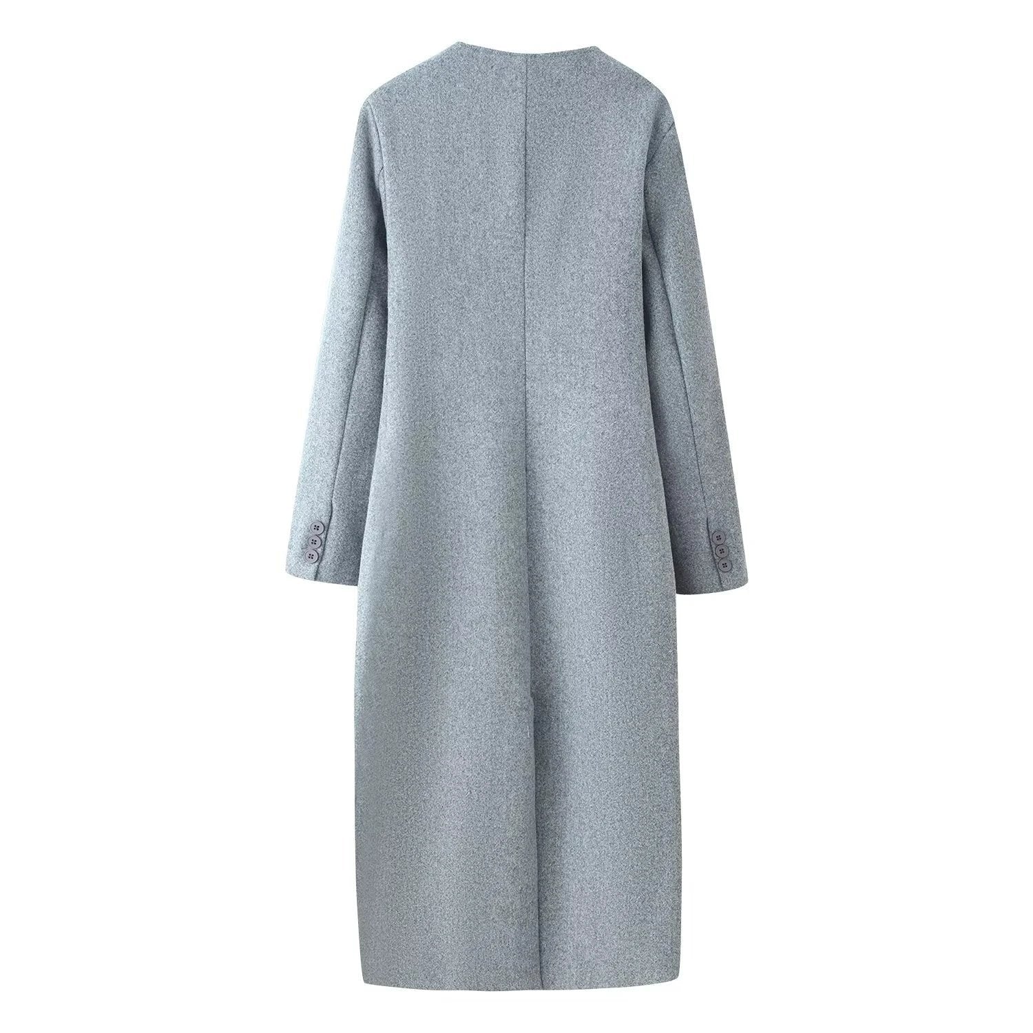 Multi breasted long spliced woolen coat by eprolo