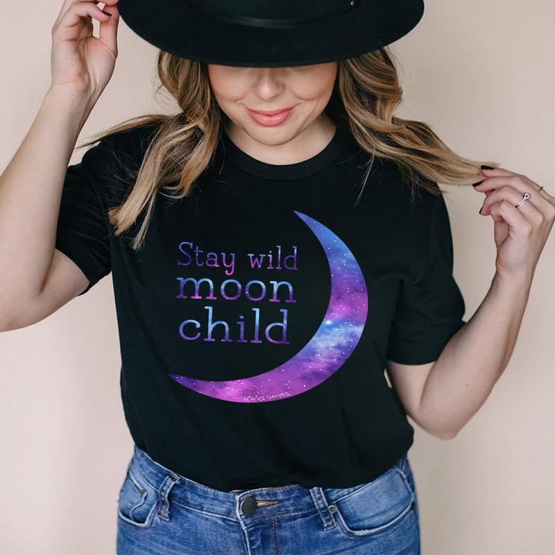 USA Made Digitally Printed Boho Chic Moon Child T-Shirt