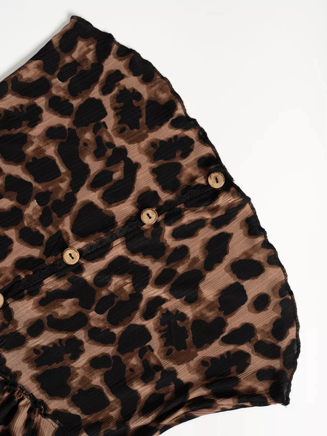 Leopard Print Button-Down Top by Trendsi