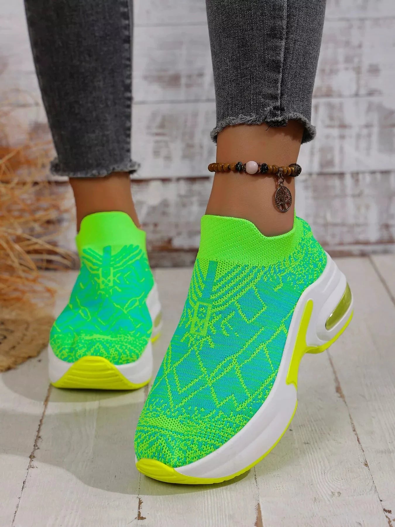 Mesh Round Toe Platform Sneakers by Trendsi