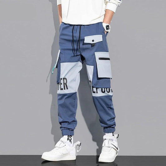 Bunch Foot Casual Pants Trendy Fall New Colorwork Work Pants Men Hip-Hop Loose Pants by eprolo