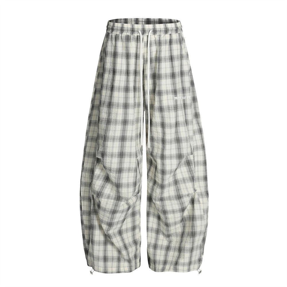 Loose Plaid Casual Curved Knife Pants by eprolo