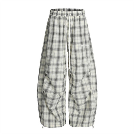 Loose Plaid Casual Curved Knife Pants by eprolo