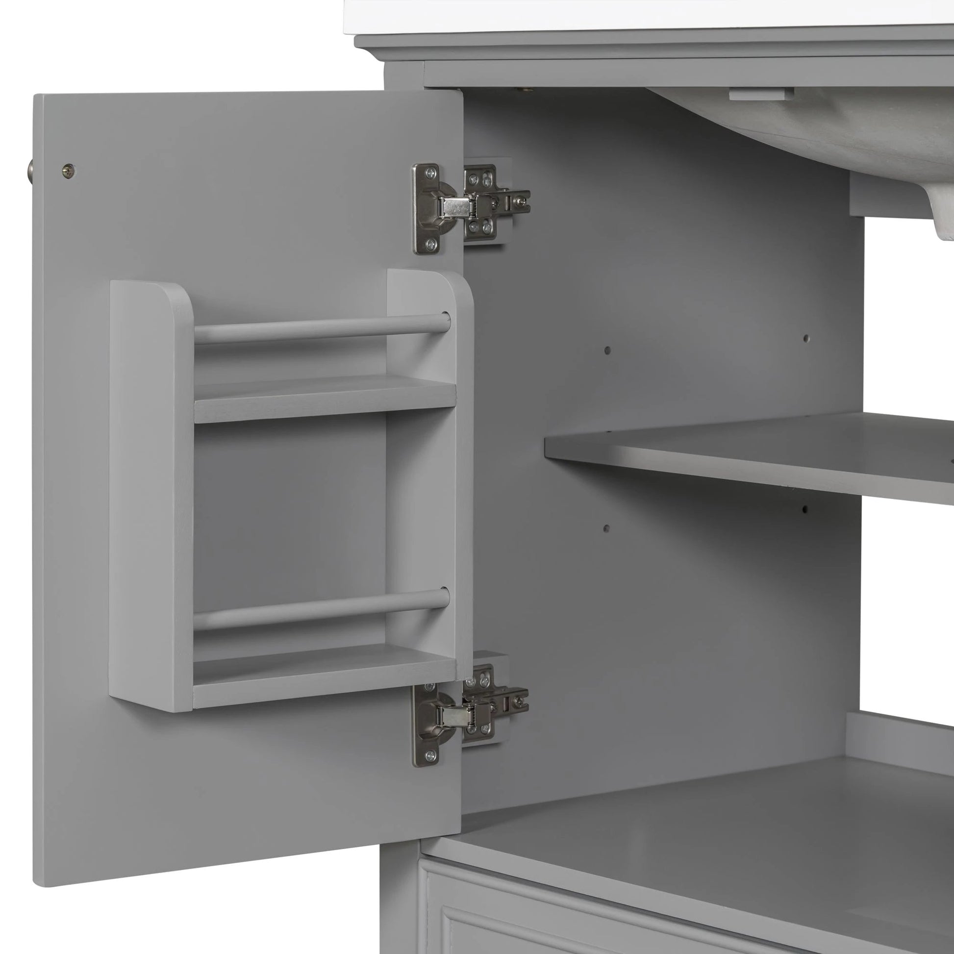 30inchgrey Bathroom Vanity with Sink ComboMulti-functional Bathroom Cabinet with Doors and Drawer Solid Frame and MDF Board by eprolo