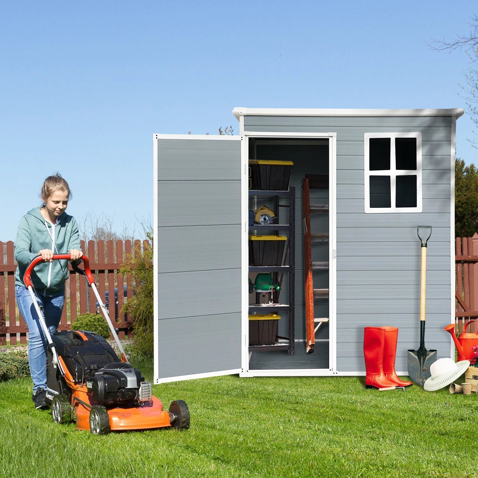 5x3ft Resin Outdoor Storage Shed Kit-Perfect to Store Patio Furniture Grey by eprolo