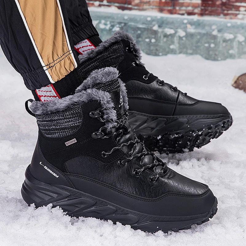 Fashion Style Type of Footwear Winter Outdoor Mid-Cut Fleece Lined Snow Boots with Height Increase Warm Men's Cotton Shoes &amp Women's Warm Walking Shoes by eprolo