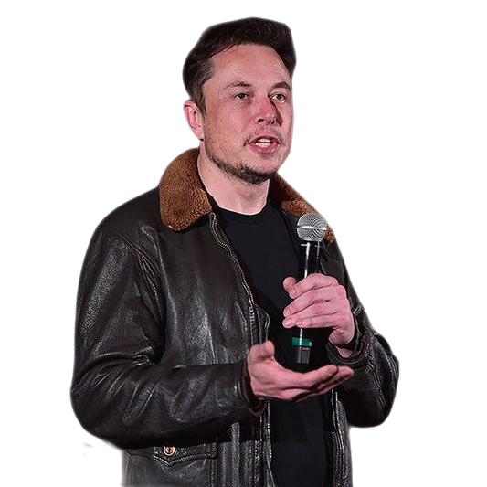 Veste d'hiver Elon Musk en cuir de mouton retourné marron foncé
