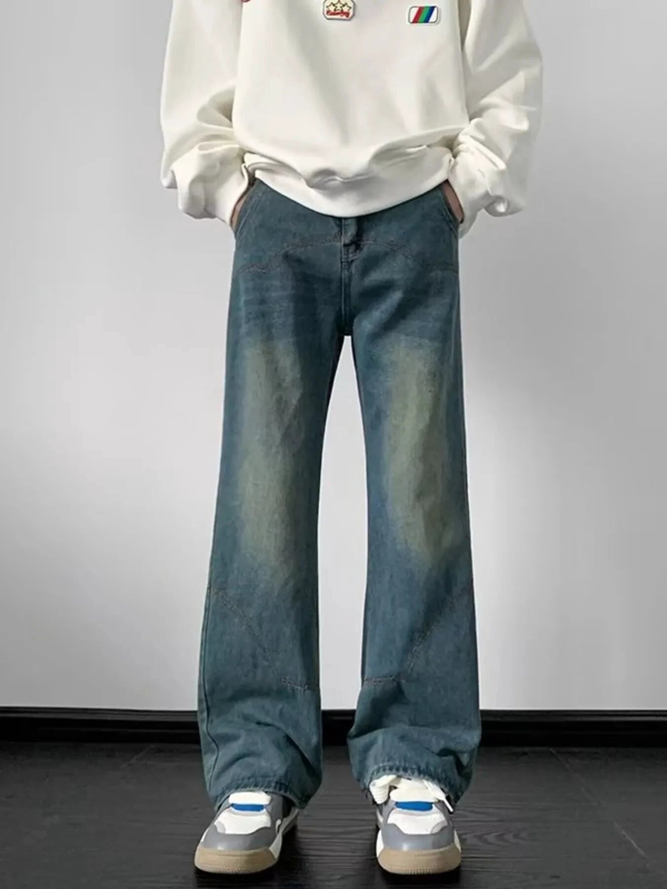 Men's Full Size Wash Wide Leg Jeans Plus Size by Trendsi