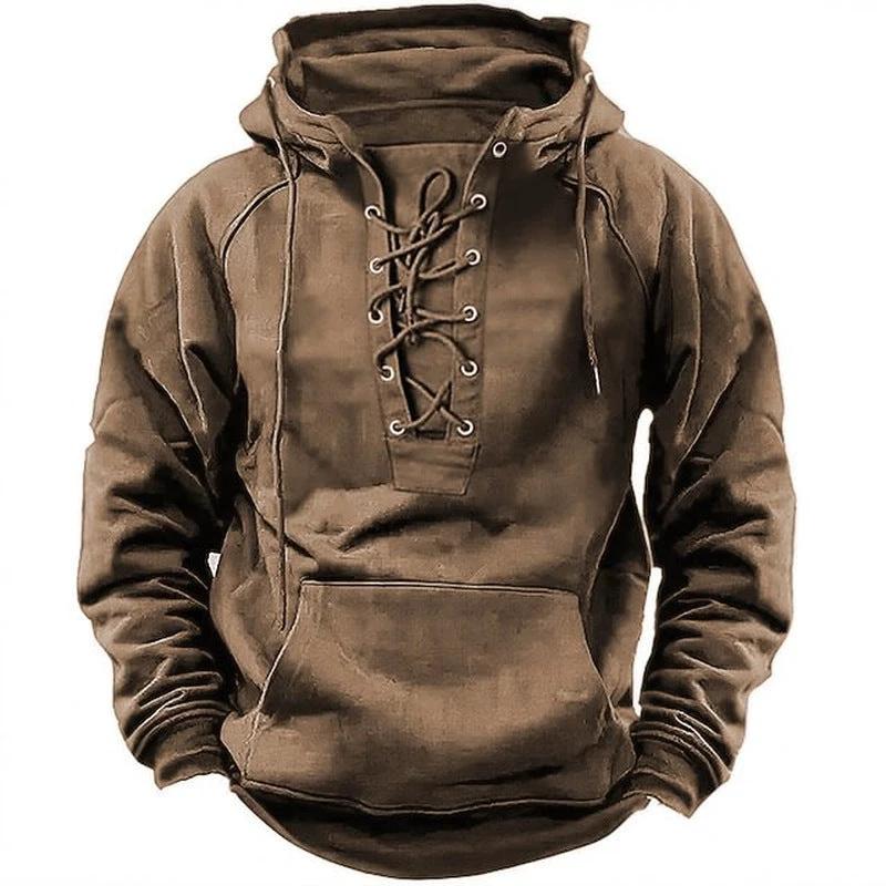 Ins Lace-up Hoodie Casual Sports Pocket Sweatshirt Men's Long-sleeved Top Clothing by Jeansdenim.store