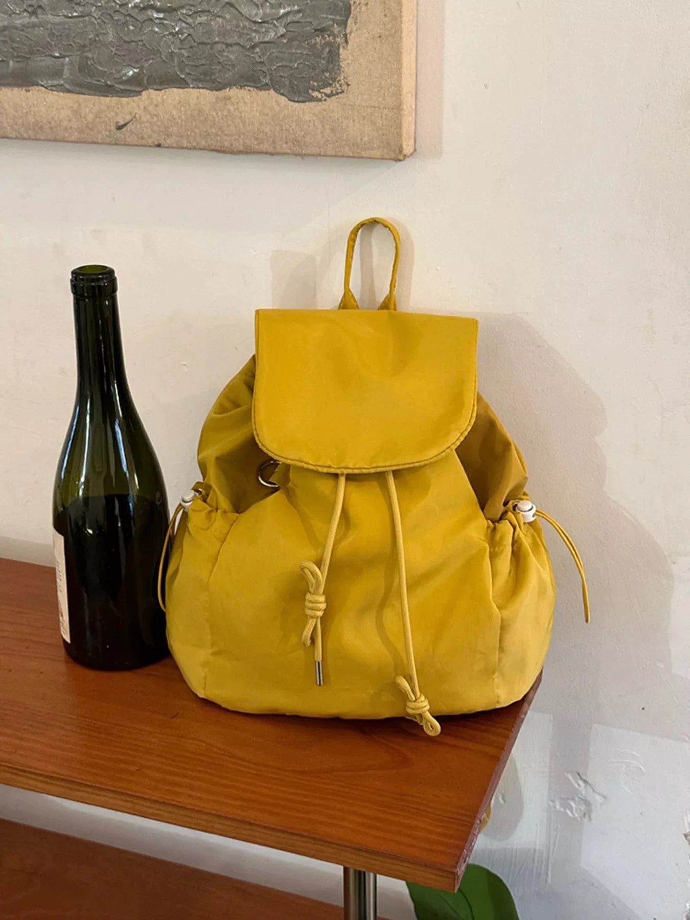 Plaid Drawstring Closure Backpack Bag by Trendsi