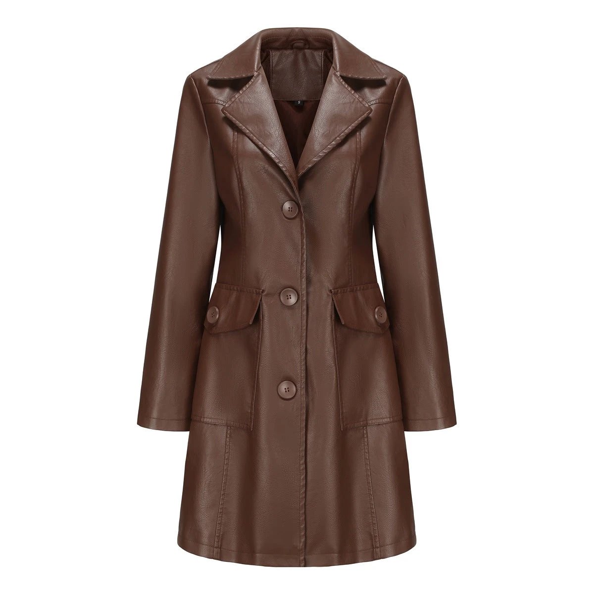Long Leather Trench Coat Fashionable Outerwear For Women by AdTec