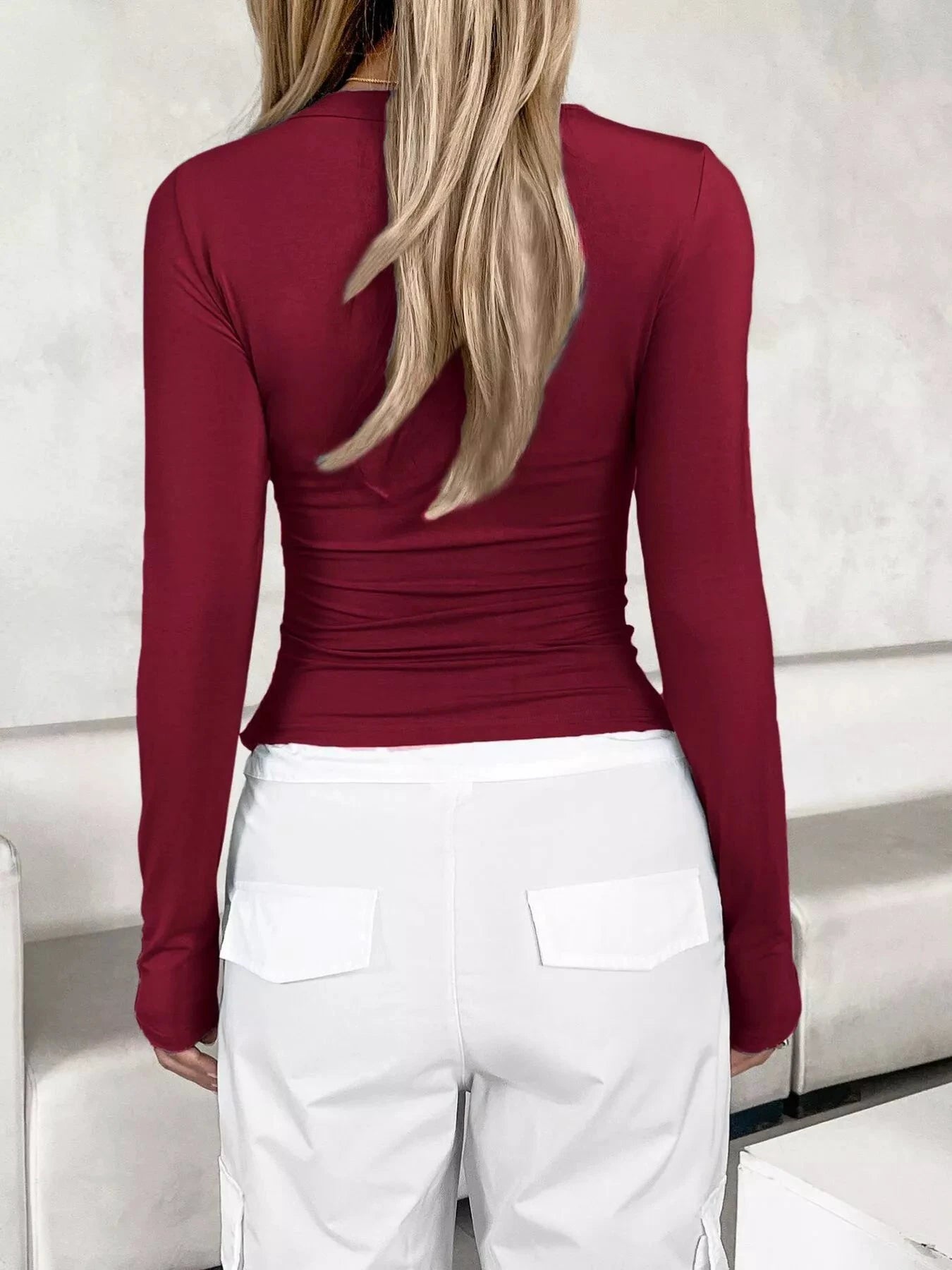 Slim Fit Long Sleeve T-Shirt by Trendsi