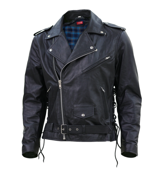 Blouson de motard pour homme en cuir d'agneau de qualité supérieure avec fermeture éclair