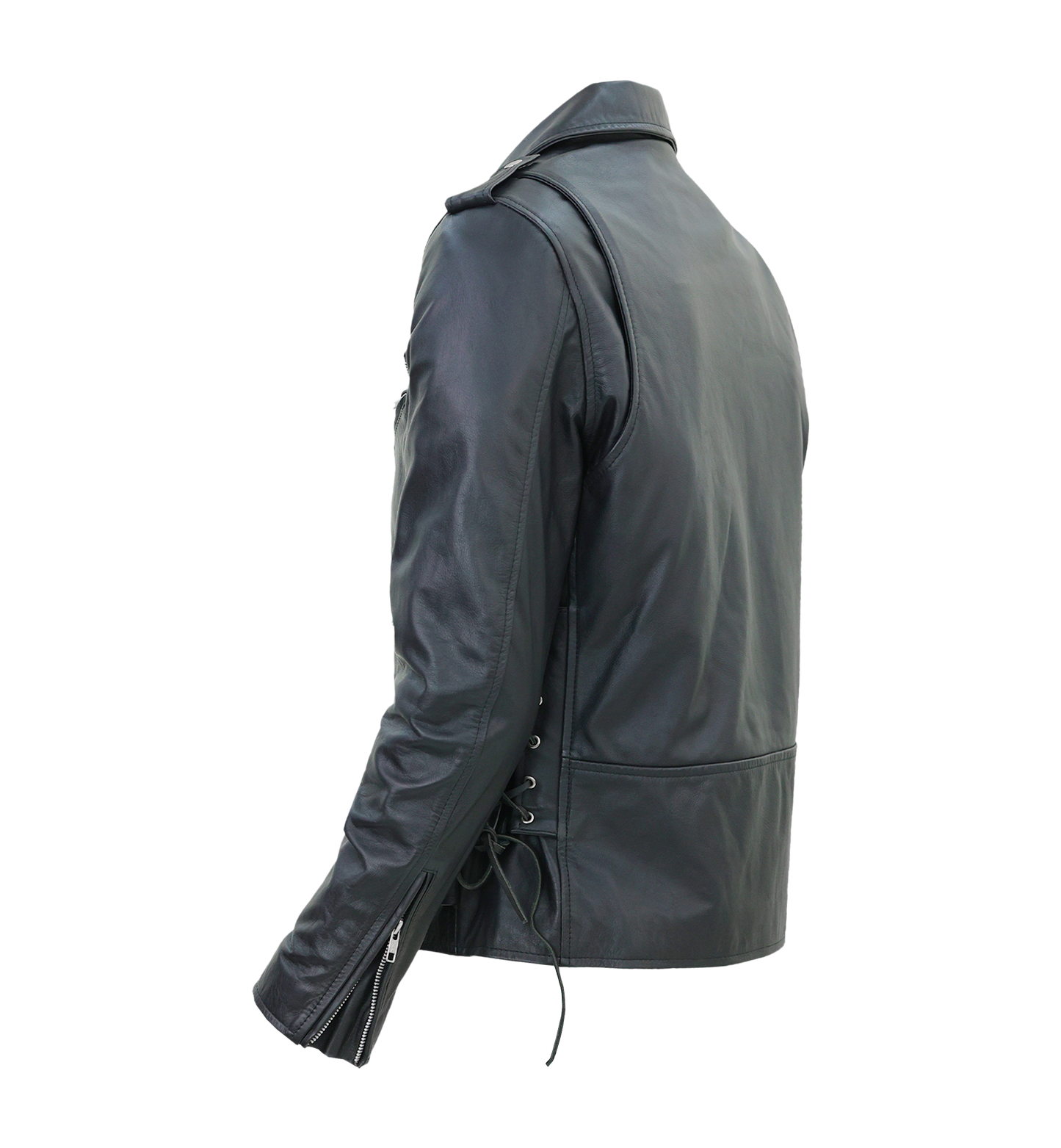 Blouson de motard pour homme en cuir d'agneau de qualité supérieure avec fermeture éclair