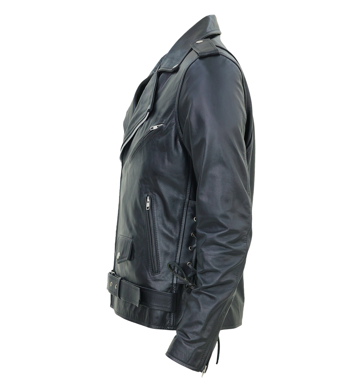Blouson de motard pour homme en cuir d'agneau de qualité supérieure avec fermeture éclair
