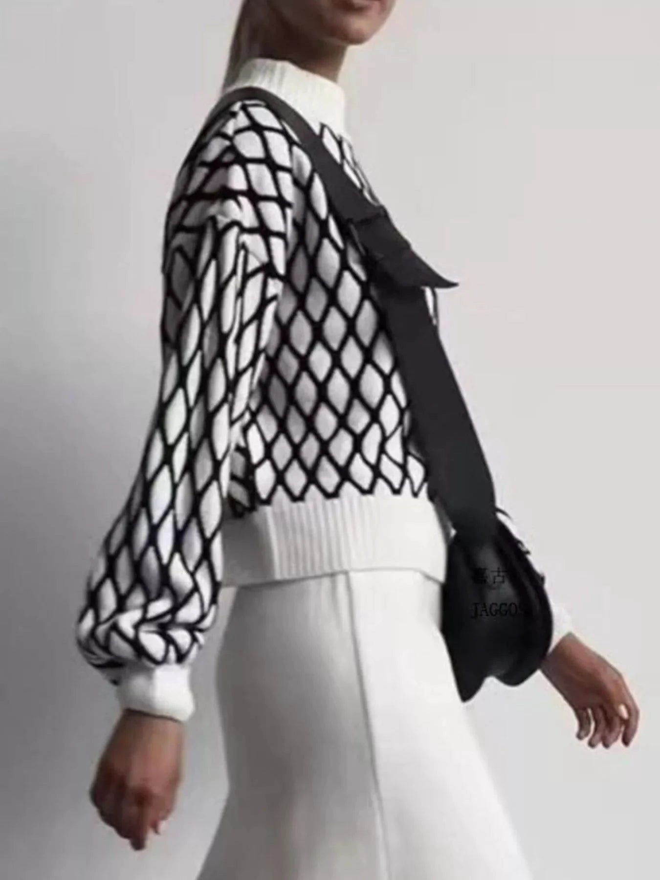 Geometric Pattern Turtleneck Sweater by Trendsi