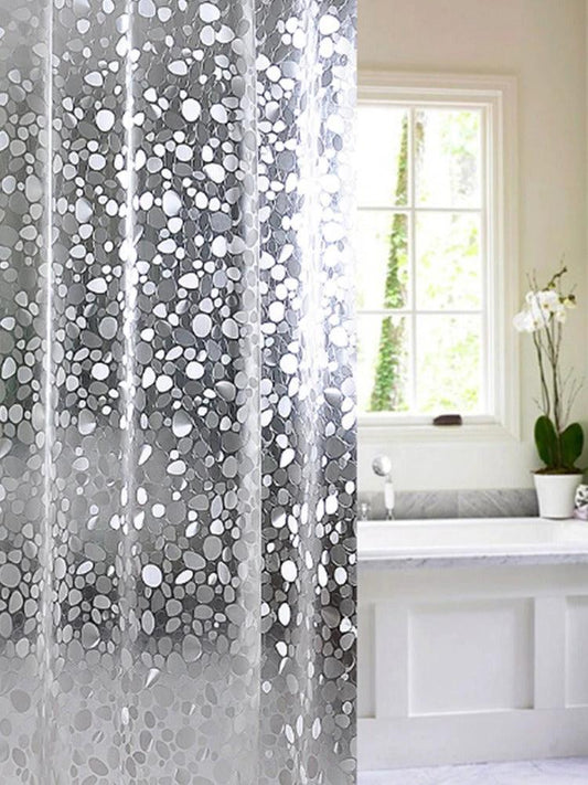 3D Water Cube Shower Curtain, Silk Pattern Waterproof Bathroom Partition Curtain, Cobblestone Curtain by eprolo