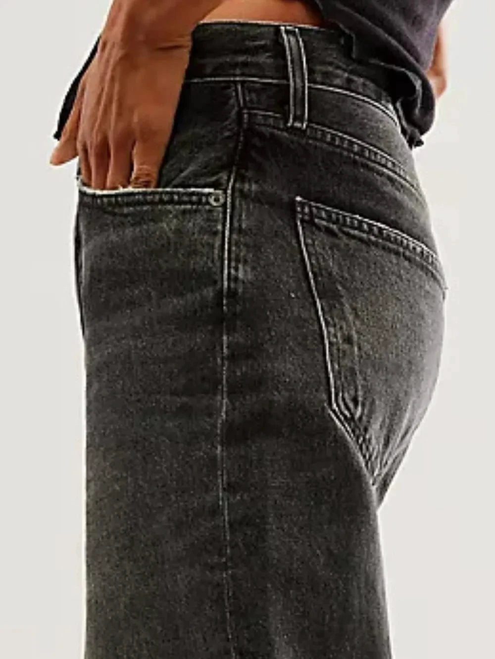 Cuffed Jeans with Pockets by Trendsi
