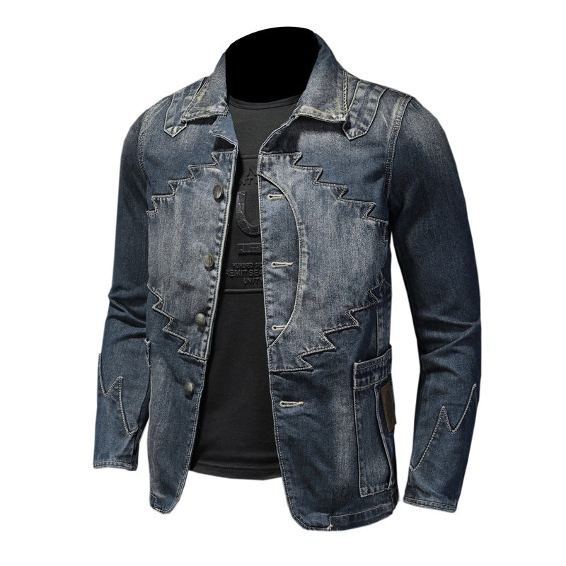 Stylish Ethnic Design Denim Blazer Jacket