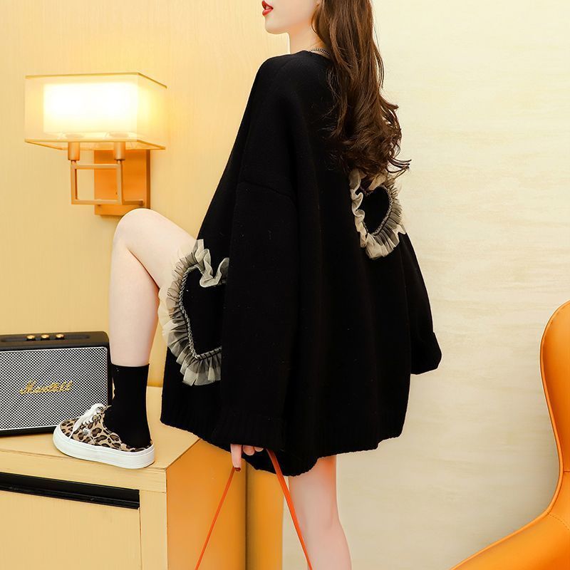 Design Sense Knit Cardigan for Women Autumn Loose Bohemian Thick Knitted Outerwear