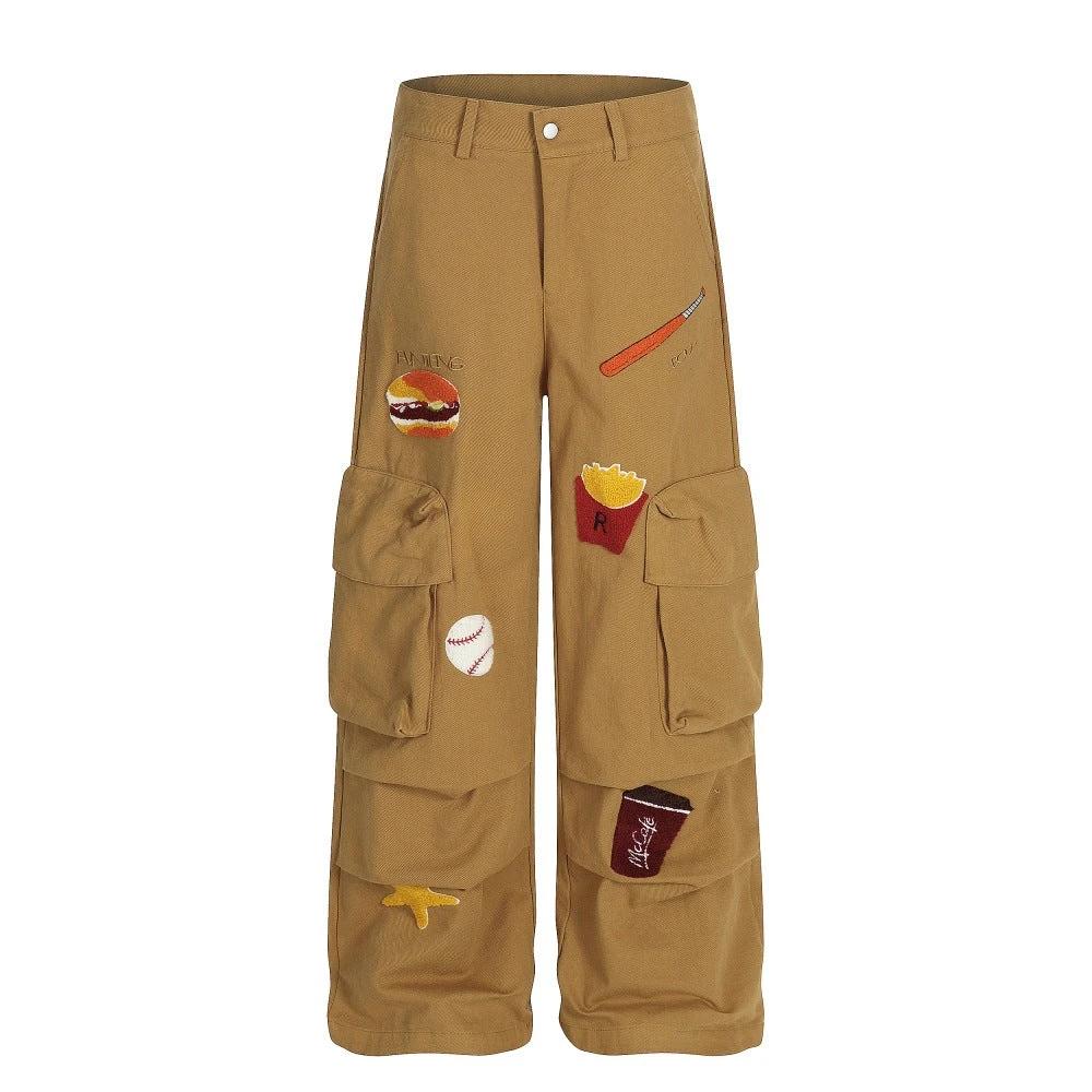 Embroidered Pleated Loose Wide Leg Pants by eprolo