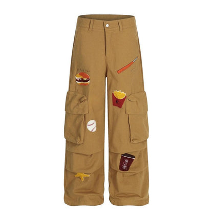 Embroidered Pleated Loose Wide Leg Pants by eprolo