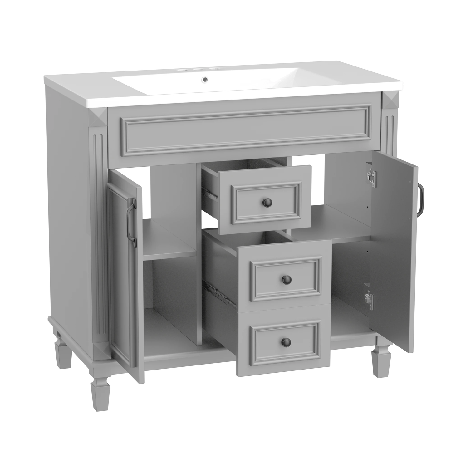 36'' Bathroom Vanity with Top Sink, Modern Bathroom Storage Cabinet with 2 Soft Closing Doors and 2 Drawers, Single Sink Bathroo by eprolo