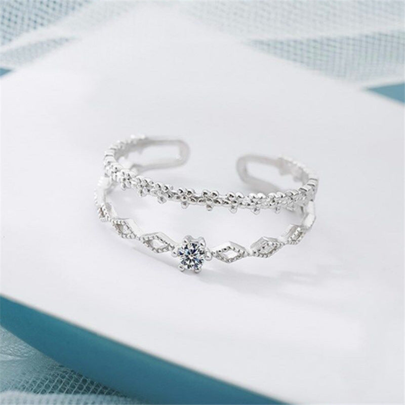 Single Diamond Ins Literary Ring Female