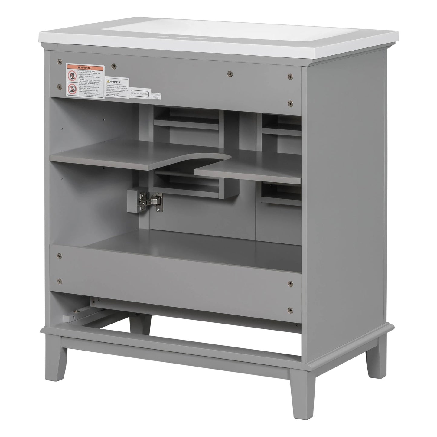 30inchgrey Bathroom Vanity with Sink ComboMulti-functional Bathroom Cabinet with Doors and Drawer Solid Frame and MDF Board by eprolo